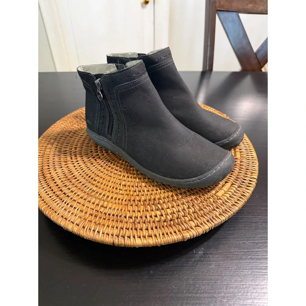 JBU by Jambu Juno Black Ankle Boots Memory Foam Faux Fur Lined Womens 8M
